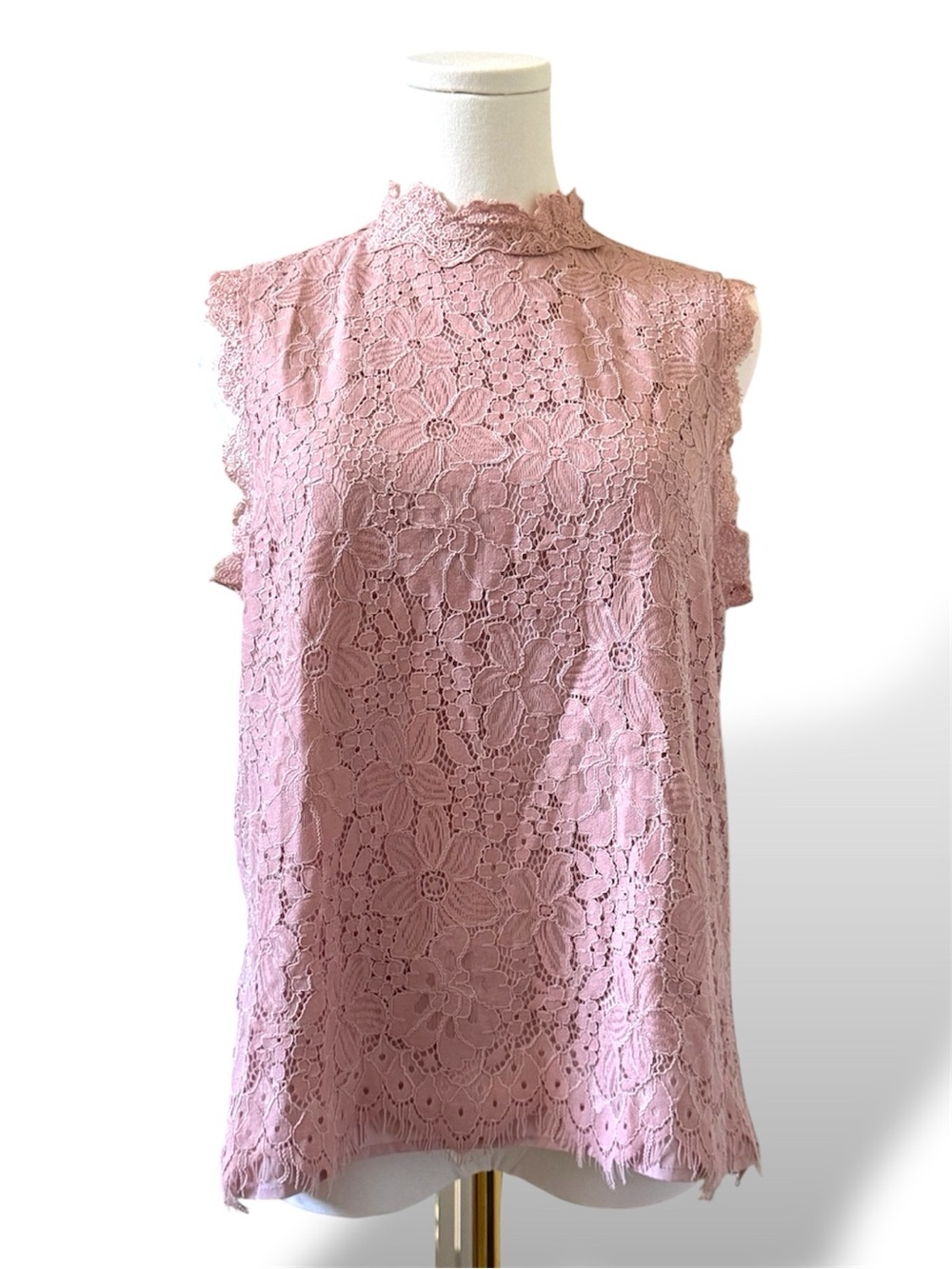 Sweet Rain Dusty Rose Lace High-Neck Sleeveless Camisole